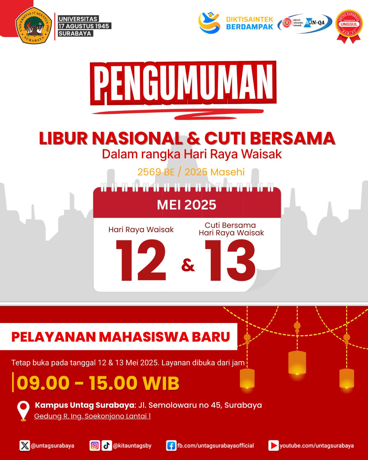 Pengumuman Pelayanan Mahaisiswa Baru